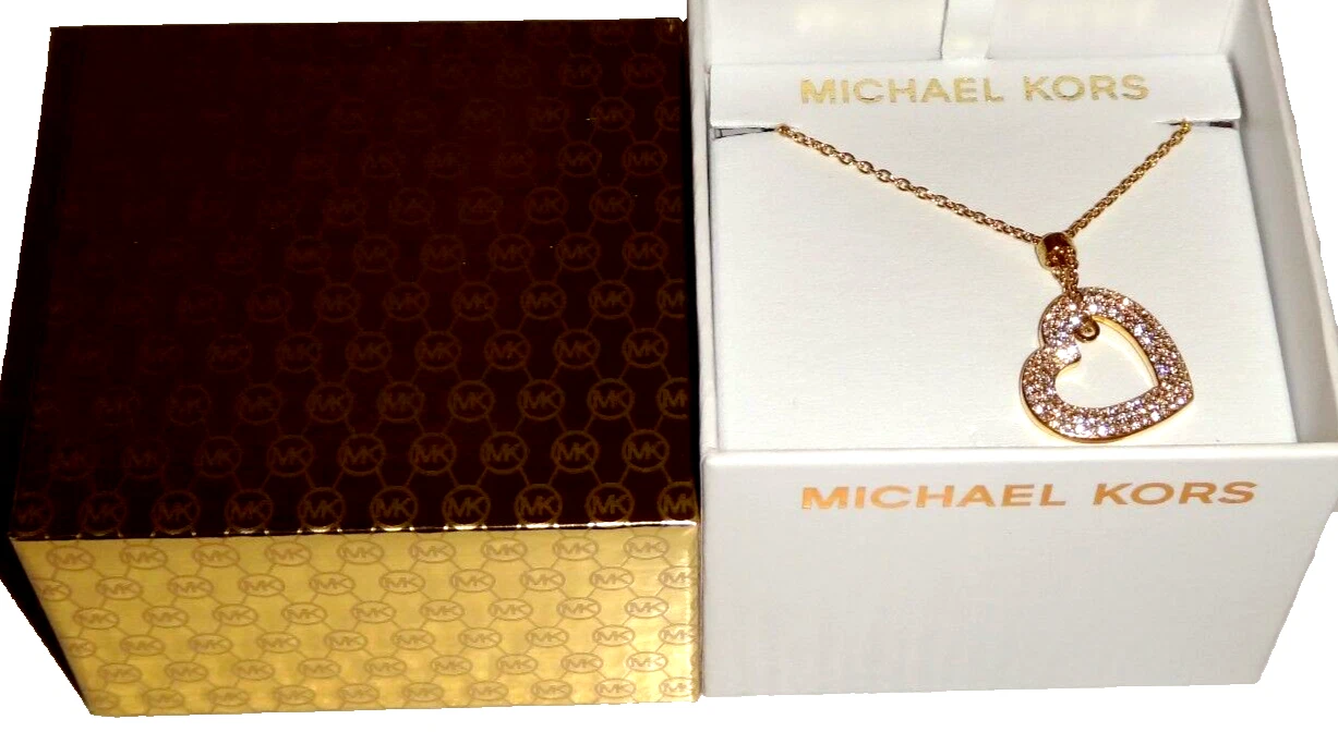 Collana lunga Michael Kors oro giallo cristalli pavè cuore MKJ6381710 + SCATOLA MK