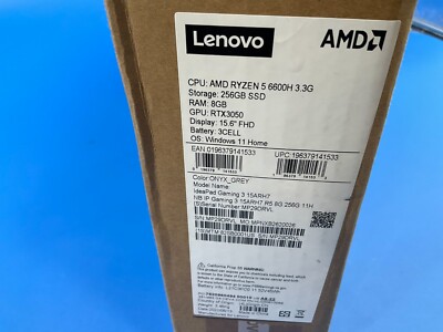 Lenovo IdeaPad Gaming 3 R5-6600H 8GB 256GB WiFi6 RTX3050 15.6F W11H 82SB0001US
