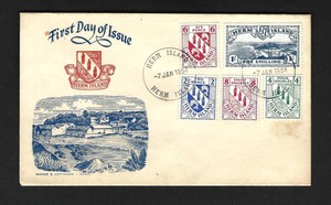 Cv12 Herm Island First Day Cover Jan 7th 1954 Cachet Manor