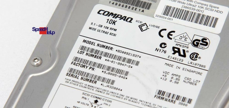 Wide Ultra 2 SCSI 9.1GB HDD Compaq BD00921937 10K.RPM 68-PIN 9J8005-046 68-PIN - Image 2 of 4