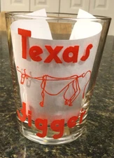 Vintage Texas Jigger Rocks Glass Low Ball With Texas Longhorn 4 3/8” Tall