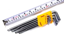 9PC Tamper Proof Torx Star Super Long Hex Key L Wrench T10 – T50 9"  260910