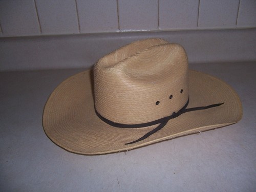 Men's Beige Palm Leaf Straw Hat EDDY BROTHERS HAT CO. Size 7 - 56CM - Picture 2 of 8