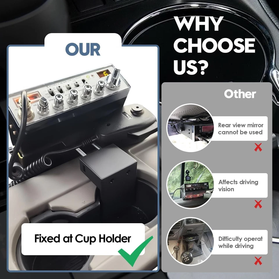 Upgrade Cup Holder RadioMount-Clamping Mount,CB Radio Mounting Brackets - Image 4 of 4