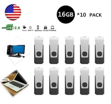 10 Pack 16GB USB 2.0 Flash Drive Folding Pen Drive Enough Swivel Memory Sticks