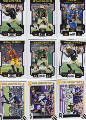 Minnesota Vikings 2023 Score Team Lot W.Base/Rookies/Inserts Approx 40 cards