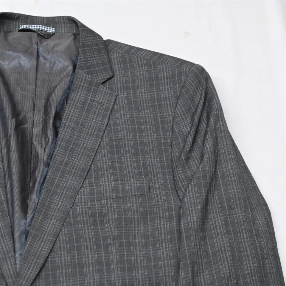 NEW Beverly Hills Polo Club 50R 46 Gray Check Mens Sport Coat Jacket Pants Suit - Image 2 of 4