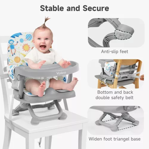 Travel Booster Seat w/ Tray Adjustable Folding High Chair Children Baby Armchair - Picture 14 of 78