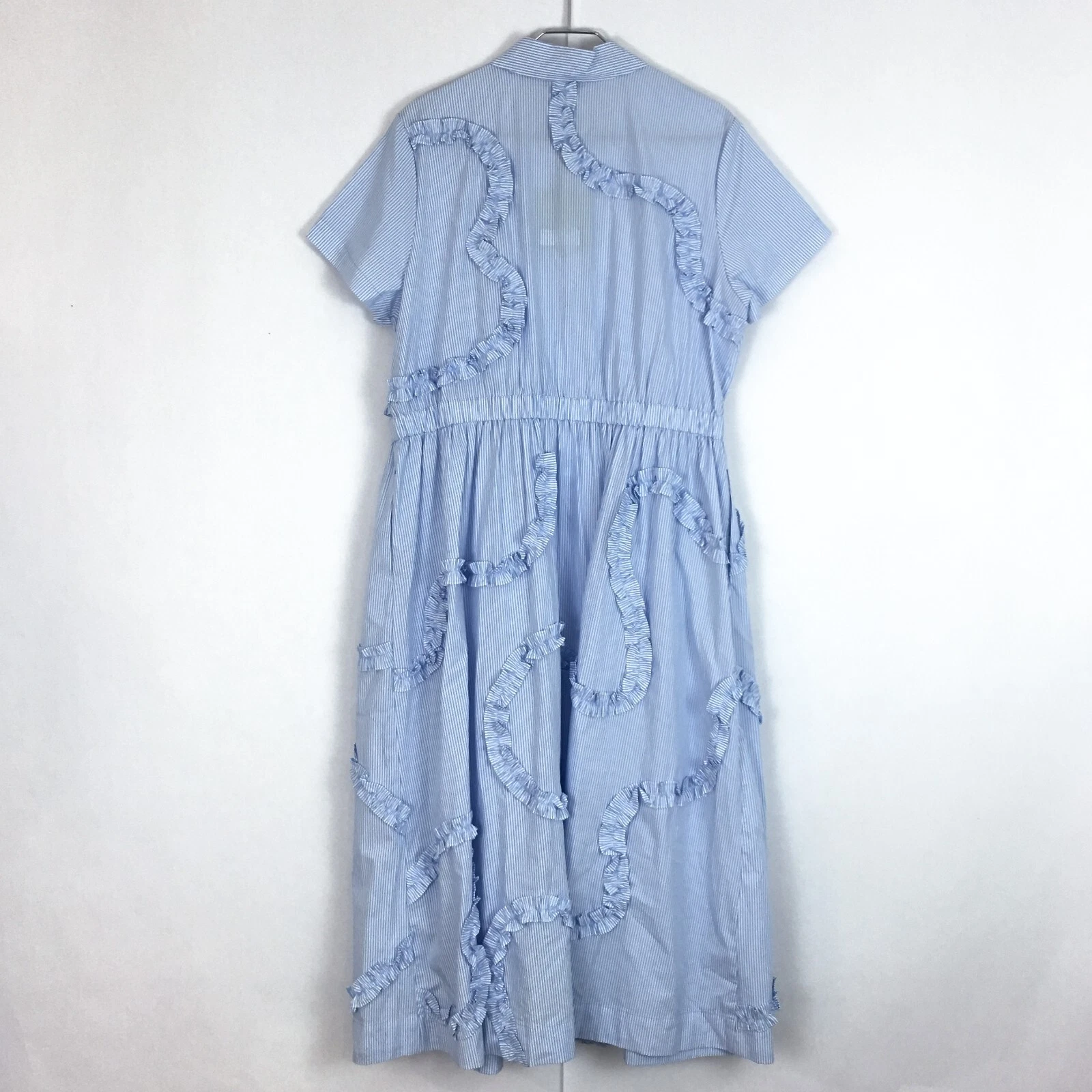 Camicia midi Kate Spade x Target Ribbon manica corta blu gessato XL 16