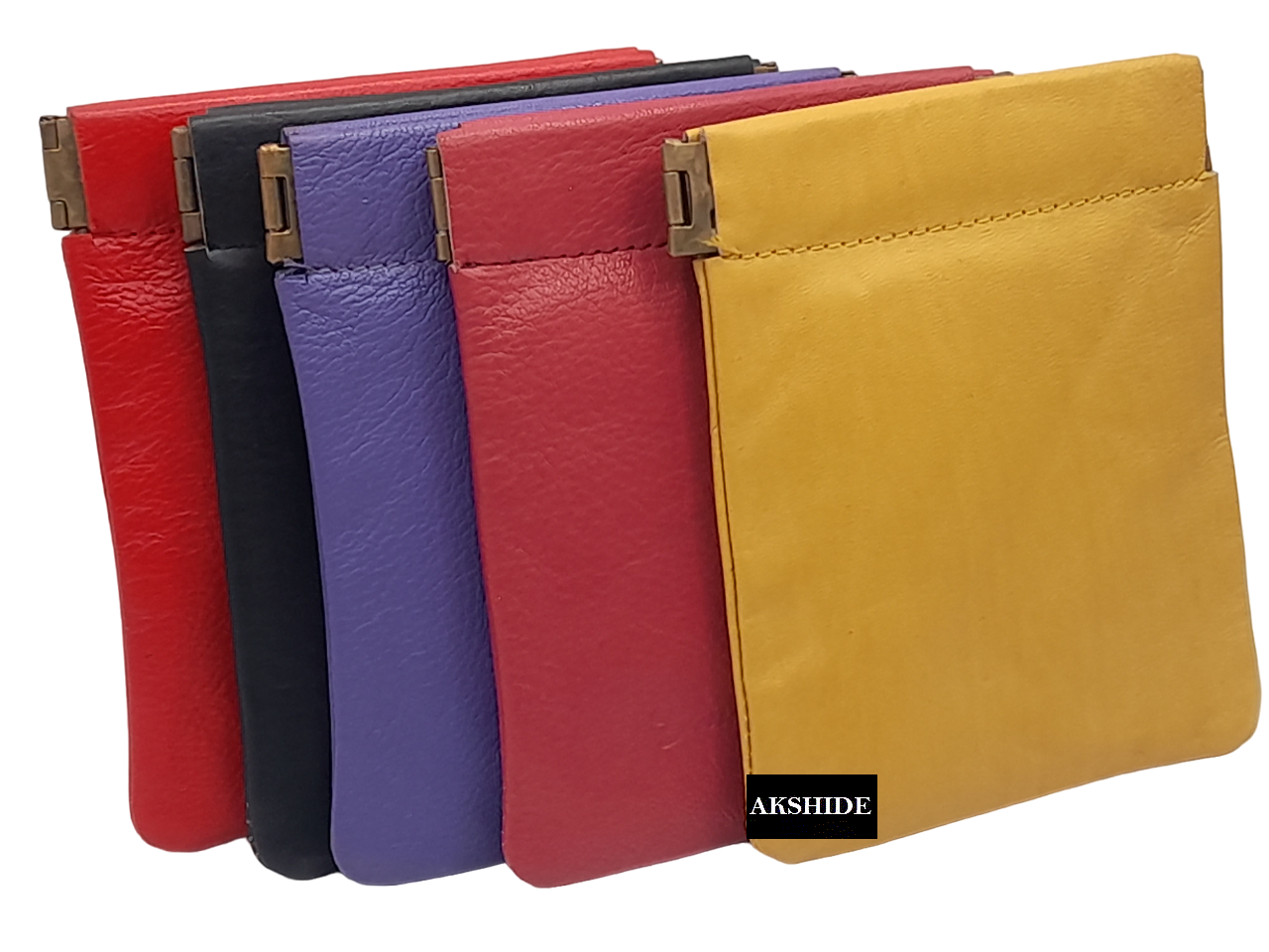 Leather Snap Top Coin Purse Wallet Colours Coins Gents Ladies Mens