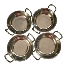 Set of Four Heavy Duty Copper Bottom Individual Servings Kadai 5.5 Inch Vintage