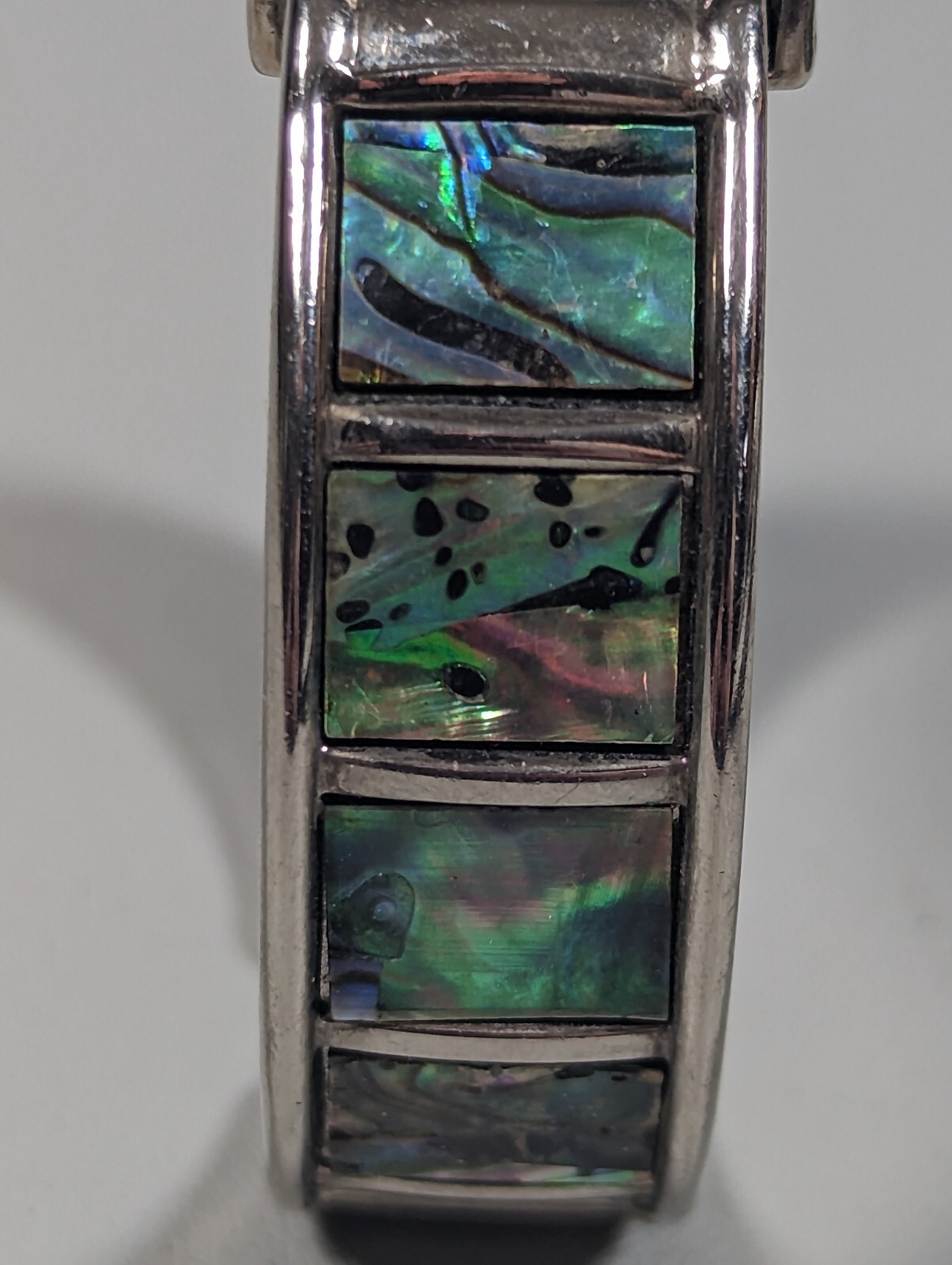 Studio White Dial Silvertone Square Case Abalone … - image 2