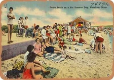 METAL SIGN - Massachusetts Postcard - Swifts Beach on a hot summer day, Wareham