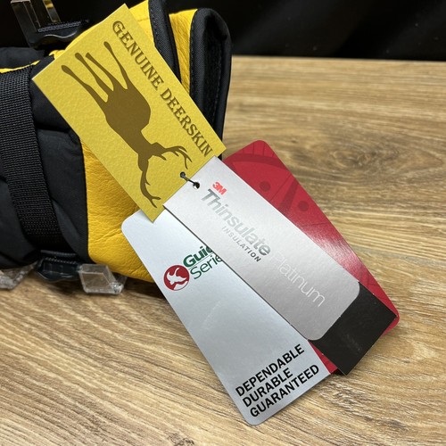 Leather Deerskin/Nylon Gloves Gander Mountain Mens Thinsulate XXL NWT Yellow/Blk - Picture 4 of 6
