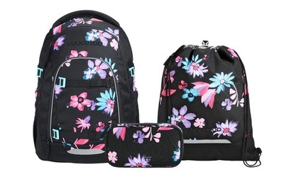 Coocazoo, Schulrucksack-Set MATE Floral Artnight 3-teilig