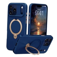  Designed Case with Spin Magnetic Stand [16FT for iPhone 17 Pro Max Marine Blue