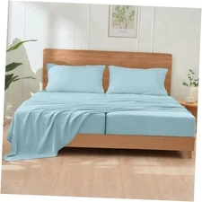  5-Pcs Sheets Set for Adjustable Bed with Elastic Split King 06- Baby Blue