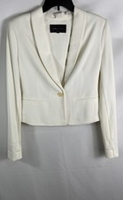 BCBG MAXAZRIA Women's White Blazer Jacket Caged Cut Out Back Single Button