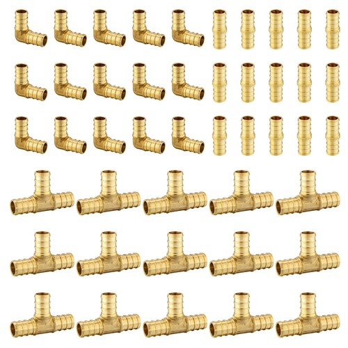 Foskan 1/2" PEX Barb Crimp Fitting Set 45PCS: Elbow Coupling Tee