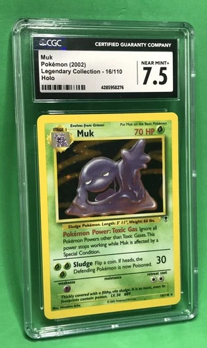 CGC 7.5 Near Mint + Pokémon Muk Legendary Collection Holo Rare #16/110 Vintage