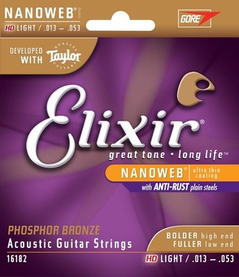Elixir Strings 16182 Nanoweb Phosphor Bronze HD Acoustic Guitar Strings