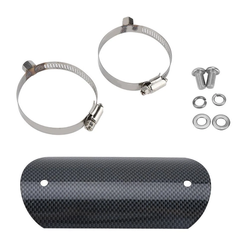 Carbon Fiber Look Motorcycle Exhaust Muffler Middle Pipe Heat Shield Cover Guard - Image 4 of 4