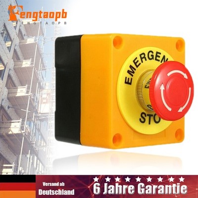 Pilz Not Aus Druckschalter 1NC 1NO wasserdicht IP65 rotes Schild AC 660 V 10A DE