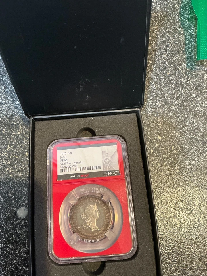 Pieza de 50 céntimos 1870 pieza patrón J-951. PF -66 Foto 2 de 4