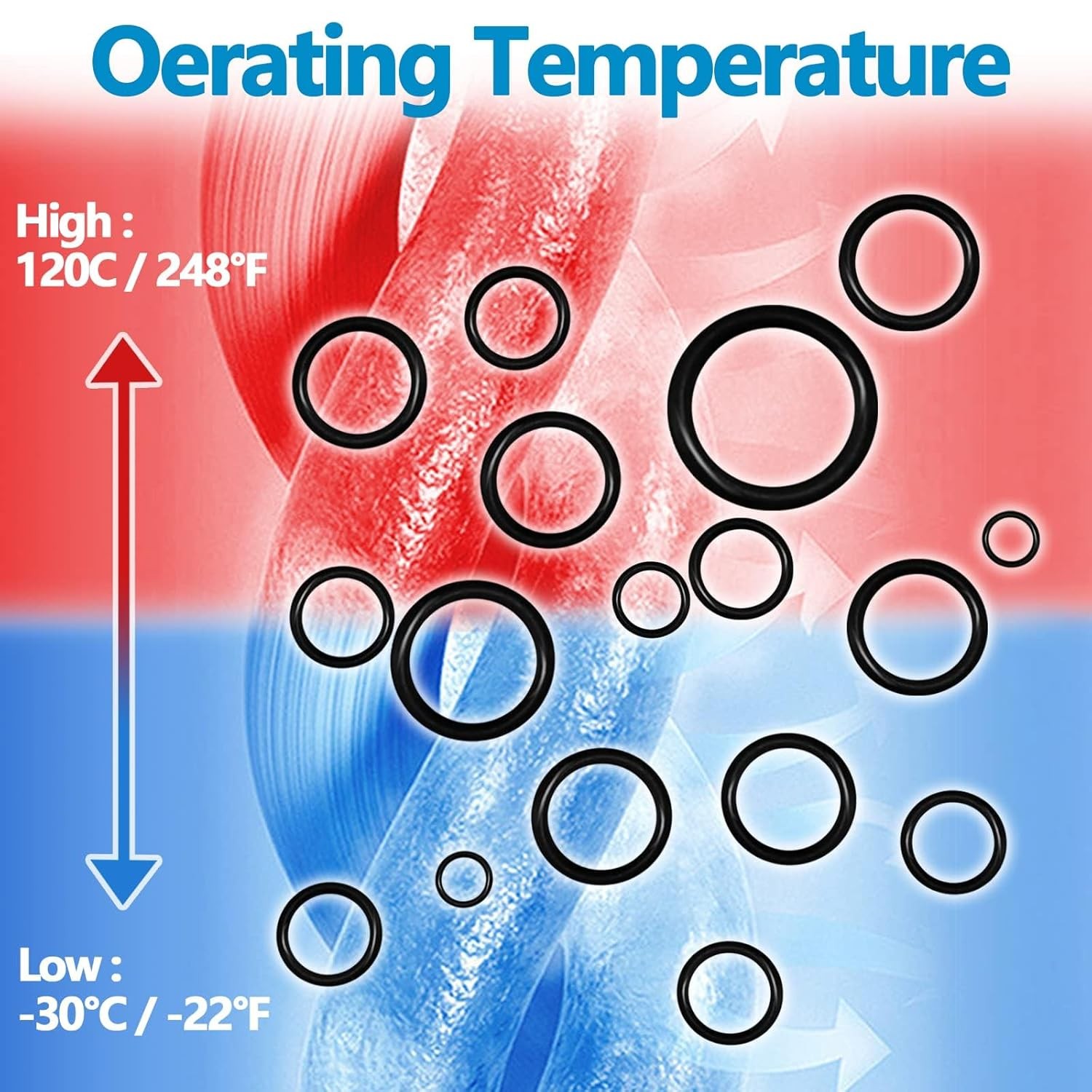 24 Size Rubber O Ring Set,1120 Pcs Black Small O Rings Assortment 