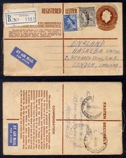 AUSTRALIA 1955 UPRATED 10½ REG ENV TO UK