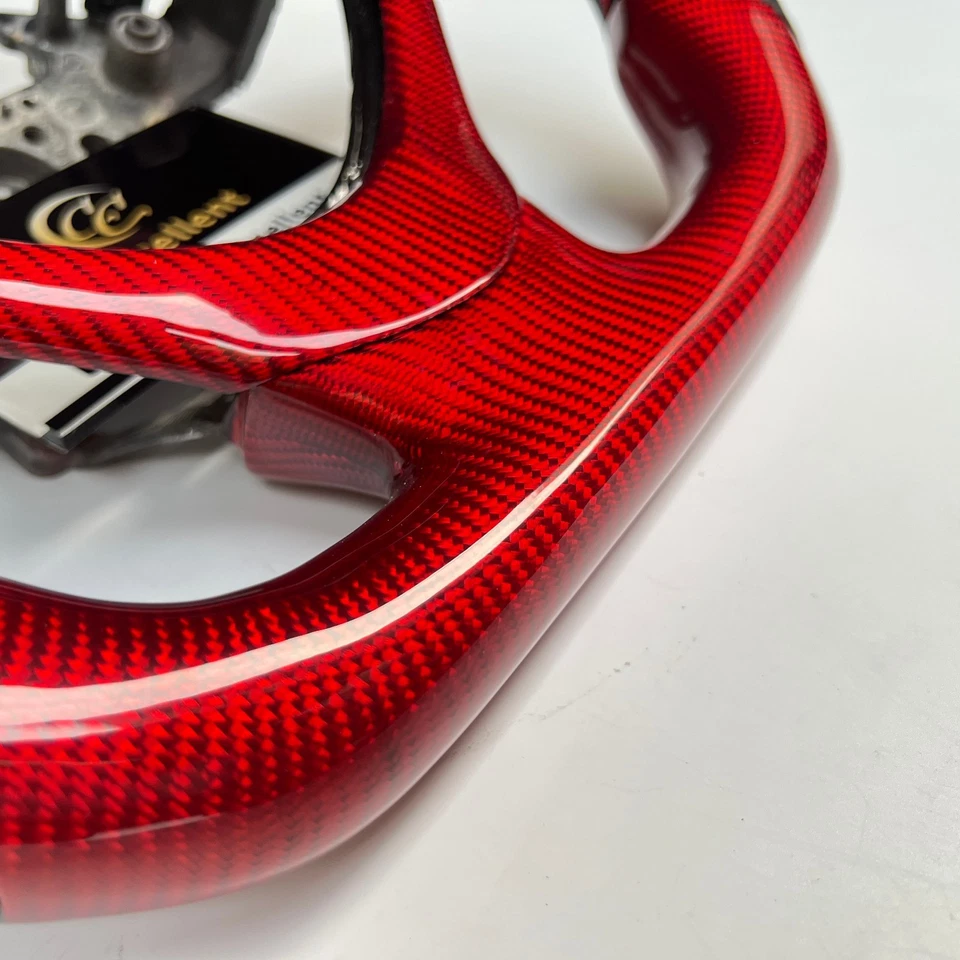 For Acura TSX 2009-2014 glossy red real carbon fiber steering wheel with trim - Image 4 of 4