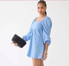 J. Crew Women’s Squareneck soft gauze dress Color Hydrangea Light Blue Sz Medium