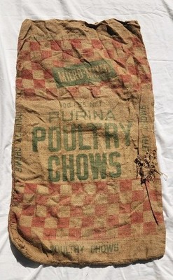 Vintage Purina Poultry Chows 100# Burlap Empty Sack 