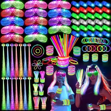 158 PCS Glow in the Dark Party Supplies, 14PCS LED Glasses, 30LED Finger Lights,