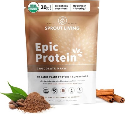Sprout Living Epic Protein Plant Based Protein & Superfoods Powder Chocolate ...