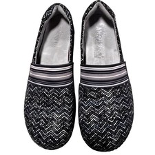 Alegria Glee Rik Rak Slip On Loafers Black Leather Upper Size 39