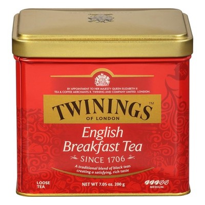 Twinings English Breakfast Loose Tea Tins, 7.05 Ounce Tins Pack of 6