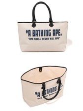 A BATHING APE Men's A BATHING APE CANVAS TOTE BAG 1M30-189-011 IVORY