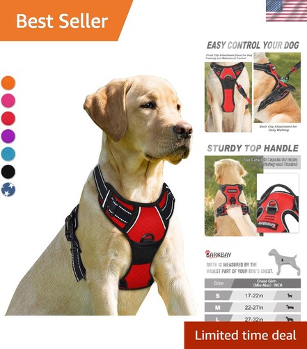 Lightweight No Rip Nylon Dog Harness with Easy Control Handle for Large Breeds