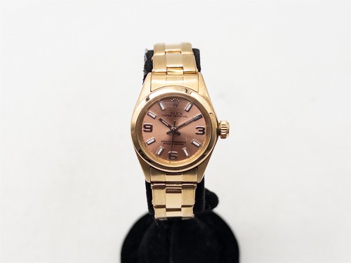 $25,000 ROLEX Oyster Perpetual 18k Yellow Gold ROSE PINK DIAL Ladies Watch WTY