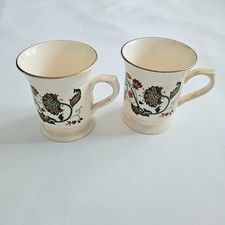 Hornsea Pottery Classic Tankard Two Mugs 1988 Floral Red Green Vintage Drinks