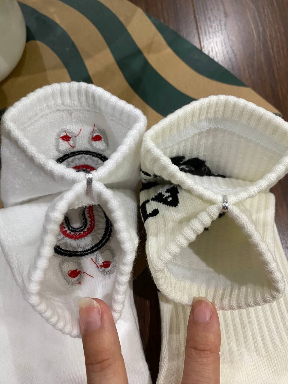 NWT - A Bathing Ape BAPE Shark Crew Socks White 2 Pack Streetwear USA 2026 thumbnail 3