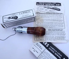 Vintage C.A. Myers Co Lock Stitch Sewing Combination Awl Leather w instructions