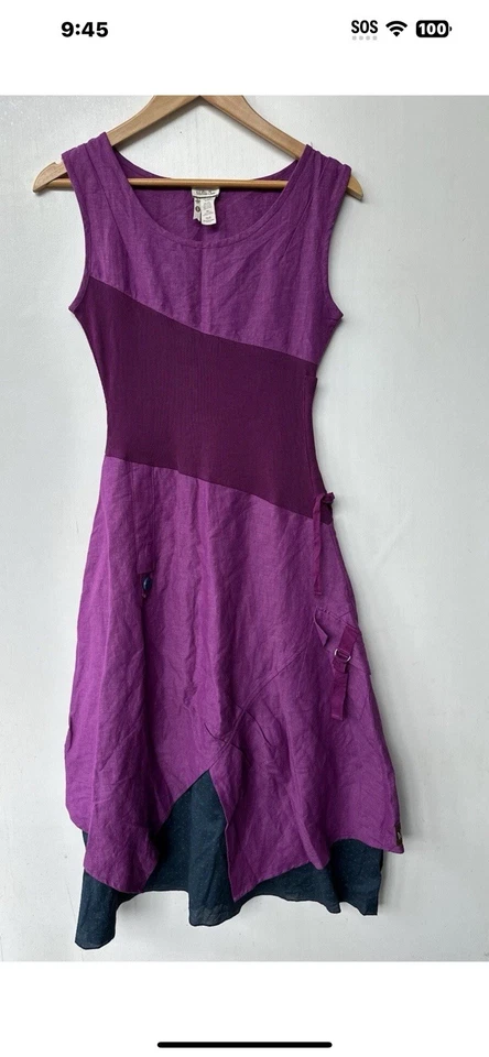 Vestido Matilda Jane Para Mujer Uva Ekatrina Talla M Púrpura Mezcla de Lino Boho Artístico Foto 2 de 4