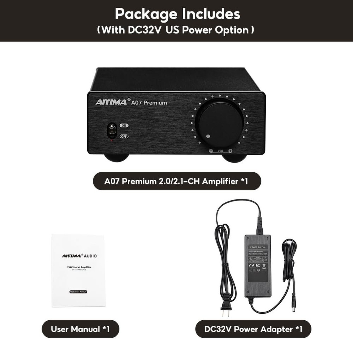 AIYIMA A07 Premium TPA3255 Power Amplifier 300Wx2 HiFi Class