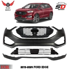 Front Bumper Cover Fascia & Grille Assembly Kit For 2019-2024 Ford Edge