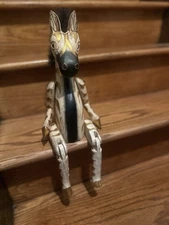 Pier 1 Jointed Wooden Zebra shelf sitter Folk art  Articulated Mohawk 20" long 