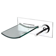Chrome Wall Mounted Glass Waterfall Bathroom Basin Faucet Sink Mixer Water Tap