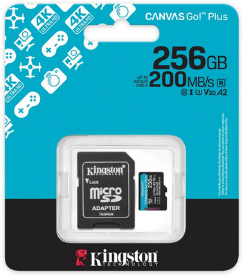 KINGSTON 256 GB Micro SDXC Speicherkarte Card Canvas Go Plus 256GB inkl. Adapter