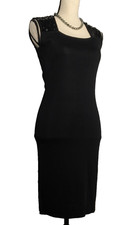 MISOOK WOMEN’S PETITE LITTLE BLACK DRESS SEQUINS EMBELLISHED PXS SLIM FIT